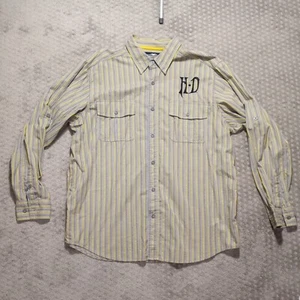 Harley-Davidson Langarm Hemd mit Stickerei Knopfleiste Herren Gr. XXL Grau Gelb  - Bild 1 von 12