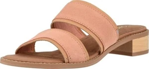 WOMAN Toms Mariposa Coral Pink Suede Heel Strap Sandals Brand New 100% Authentic - Picture 1 of 4