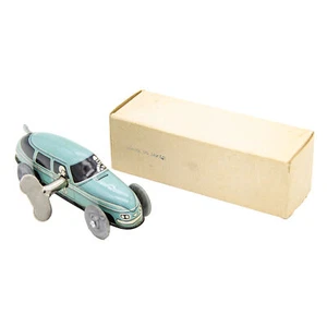 Coche de carreras con palanca de cuerda litográfica de hojalata vintage de Japón casi como nuevo funcionando con caja y llave - Imagen 1 de 6
