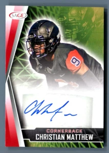 2022 SAGE CHRISTIAN MATTHEW AUTOGRAMME ROT #A-CM2 Valdosta State - Bild 1 von 1