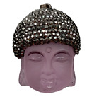 Pendentif pavé religieux sculpture en cristal de quartz naturel tête de Bouddha strass