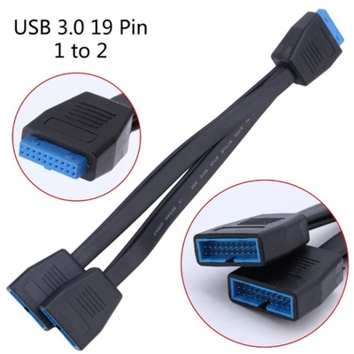 USB3.0 19Pin/20Pin Header Sdoppiatore USB3.0 a 19pin Adattatore Intestazione DualPort - Immagine 1 di 4