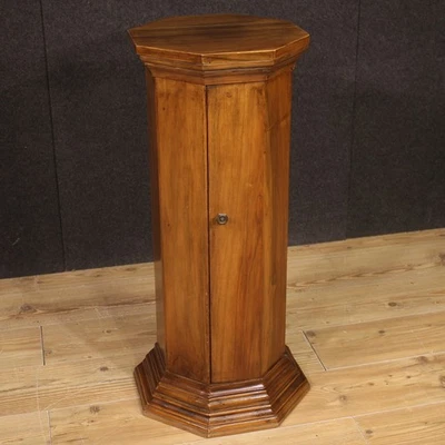 Column Wood Furniture Vintage Bedside Table Octagonal Xx Sec Antique Style Yr 70 - Image 1 of 4
