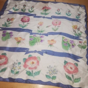 HELENE DALE PARIS 100% silk scarf floral flower - Picture 1 of 6