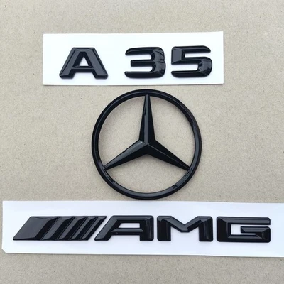 Gloss Black Rear Badges Emblems For Mercedes A Class W177 A35 AMG HATCH 2019+