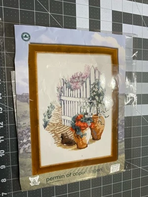 Permin Of Copenhagen - Kit de imágenes de punto de cruz contadas flores de puerta de jardín Foto 1 de 3