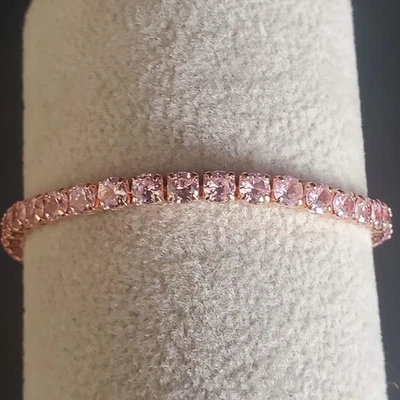 Pulsera Oro Rosa con Estrás Rosa Deslizante Ajustable Delicada Sin Marca Foto 1 de 4