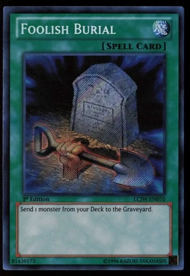 Yugioh Foolish Burial LCJW-EN070 1st Edition Secret Rare NM - Image 1 of 2