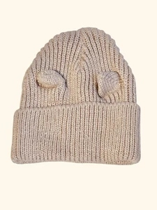 C. C. Exclusives Mauve Beanie Kitty Cat Ears Knit Cap Women’s One Size New - Picture 1 of 7