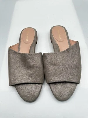 Taryn Rose Vanessa Glitter Gray Nubuck Leather Slide Sandals Size 7.5C - Image 1 of 4