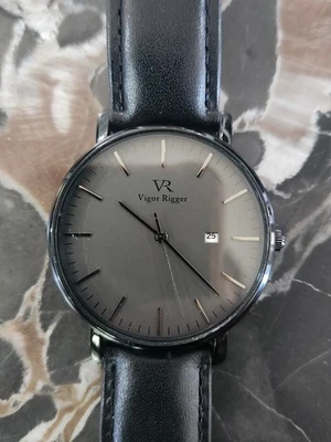 Reloj de cuero negro para hombre Vigor Rigger Foto 1 de 4