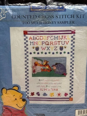 Leisure Arts #34004 Pooh Too Much Honey Counted Cross Stitch Sampler Kit - Image 1 of 2
