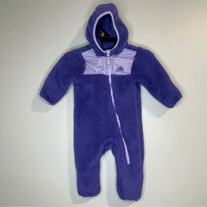 Snozu Purple Fleece Sherpa Hooded Snowsuit Bunting Baby Sz 3/6 Months Zip Up - Picture 1 of 6