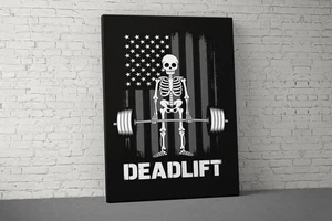Lienzo esqueleto peso muerto - arte de pared motivacional para gimnasio para fitness - Imagen 1 de 5
