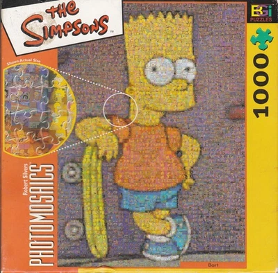 THE SIMPSONS Bart 1000 Pc Photomosaic 27" X 20" Buffalo Games Puzzle - Image 1 of 4