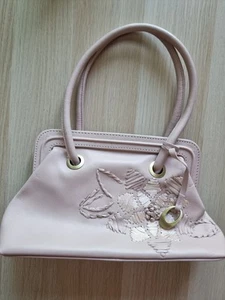 Rocha.John Rocha Pale Pink Leather Embroidered Handbag Shoulder Bag Vintage Y2k - Picture 1 of 9