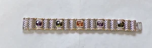 Elegante pulsera vintage tono plata con piedras multicolores - Imagen 1 de 12