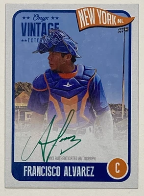 2020 Onyx Vintage Extended Green Ink Auto /50 Francisco Alvarez #EAFA On Card - Image 1 of 2