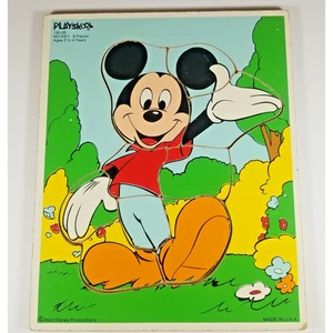 Playskool Mickey Mouse 9 Piece Vintage Wooden Board Tray Puzzle 190-05 - Picture 1 of 7
