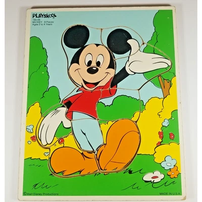 Playskool Mickey Mouse 9 Piece Vintage Wooden Board Tray Puzzle 190-05 - Image 1 of 4