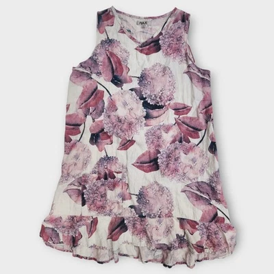 Vestido de lino para mujer M rosa hortensia volantes dobladillo sin mangas 100 % lino línea A cuello Foto 1 de 4