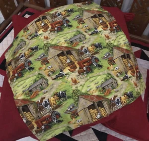 Bright Farmyard Animals Tractor Countryside Country Cushion 18” X 18” HANDMADE - Picture 1 of 5