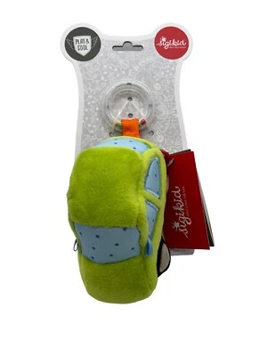 Sigikid Play & Cool Baby Plush Car Rattle Ring Crackling Foil Squeaker Green New - Image 1 of 4
