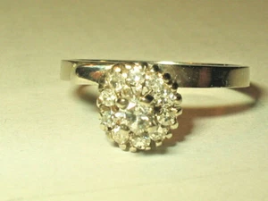 Antik 14 Karat Gold 0,29 Karat Solitär Halo Diamant Verlobungsring Gr. 6,25 - Bild 1 von 9