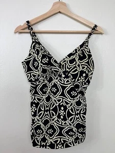 Lands End Damen schwarz geflochten Tank Schwimmen gepolstert Top Größe 12 keltisch bequem - Bild 1 von 12