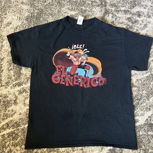 El Generico Ole! Camicia Grande Nera Lotta Messicana Difficile Da Trovare Taglia Large - Foto 1 di 4