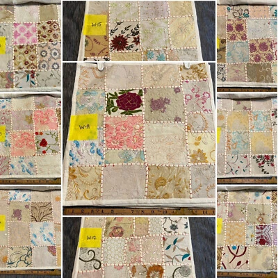 One of a Kind White Patchwork cushion covers, COVER ONLY. Zipper, 16"x16", - Image 1 of 4