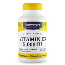 Orígenes saludables de vitamina D3, 5000iu X 360 cápsulas blandas D-3 5,000IU