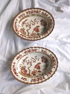 Copeland Spode INDIAN TREE Set of 2 Oval Serving Vegetable Bowls old marks - Picture 1 of 10