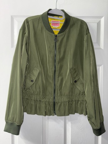 Kate Spade New York Bomber Twill Flounce Giacca Donna L Verde Oliva