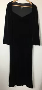 Vintage Laura Ashley Maxi Dress Black Velvet Sweetheart Neck Long Sleeve XL - Picture 1 of 9