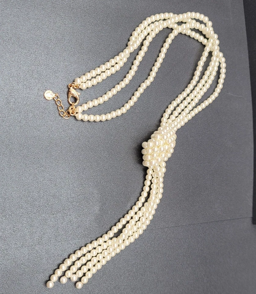 Charter Club 项链白色人造珍珠多股结长 28 英寸 - 30 英寸 + 6 — 第 1/4 张图片