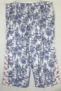 Susan Graver Floral Print Woven Twin-Print Wide Leg Pants Womens 2XP - Picture 1 of 14