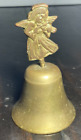 Vintage Solid Brass Angel Playing Violin Bell Servant Bell
