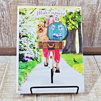 Leanin Tree Miss You Greeting Card Miles Apart Bicycle Dog Luggage - Image 1 of 4