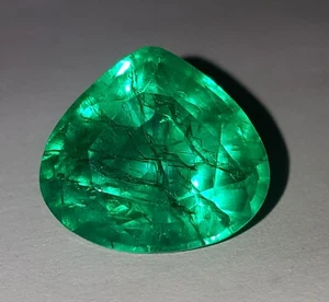 Loose Gemstone Natural Colombian Green Emerald 15.32 Ct Certified Pear Shape Gem - Bild 1 von 11