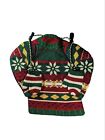 Vintage Hand Made Needlepoint Ugly Christmas Sweater And Mittens Stocking