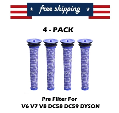 4x Pre Filter For Dyson V6 V7 V8 DC58 DC59 Animal Absolute Cordless Stick Vacuum
