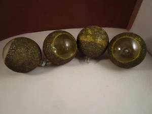 Set 4 Ornamenti Natalizi Vintage Vetro Mercurio Non Argentato Brite Lucido Nero - Foto 1 di 10