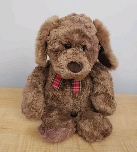 Gund for Target Brown Puppy Dog Stuffed Animal  Plush 17" Floppy Ears Plaid Bow - Picture 1 of 15