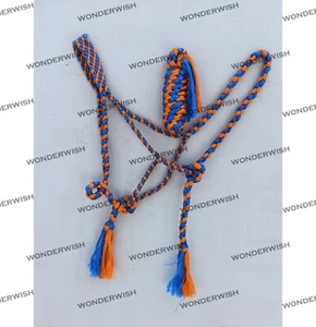 Nylon Orange & Blue Designer Horse Rope Halter With Lead 3 Sizes By Wonderwish - Picture 1 of 6