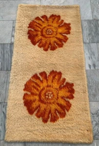 Vintage schöner schwedischer skandinavischer weicher Teppich, atemberaubender flauschiger Teppich 2x5 ft - Bild 1 von 8