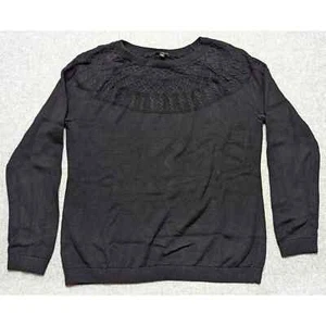 Talbots Petites Pullover Sweater Black Long Sleeves Crew Neck Women's Size L  - Picture 1 of 8