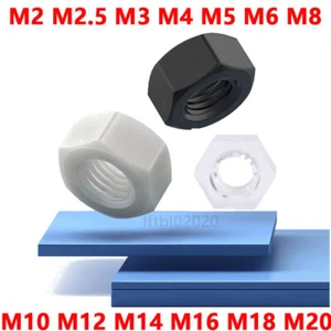 M2 M2.5 M3 M4 M5 M6 M8 M10 M12~M20 HEX FULL NUTS NYLON PLASTIC GRADE 66 DIN 934 - Picture 1 of 5