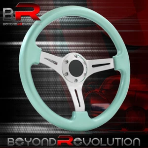 3 Spoke 350mm Green Universal Steel Steering Wheel Drift Polished Streak - Picture 1 of 4