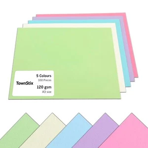 100 Blatt - A3 120 g/m² Tonpapier Bunt Farbige Papier 5 Farben - Bild 1 von 8